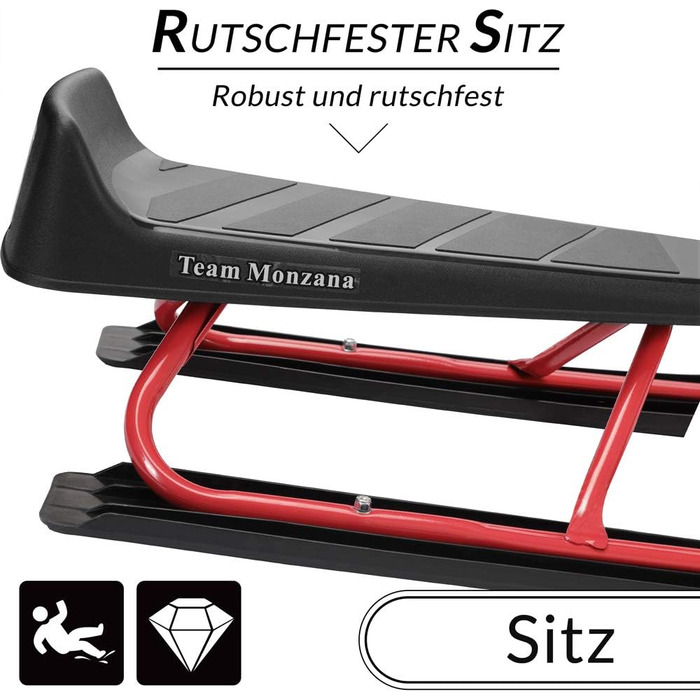 Дитячий санний боб Monzana SR 400red - 75 кг, з гальмом, спинкою та ручкою