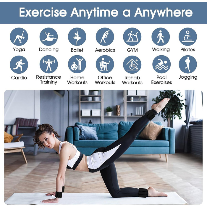 Гантелі на зап'ястя, 2 шт., регульовані силіконові браслети, 0.9 кг, чорний. Підходять для ходьби, йоги та фітнесу, тренування рук та ніг.