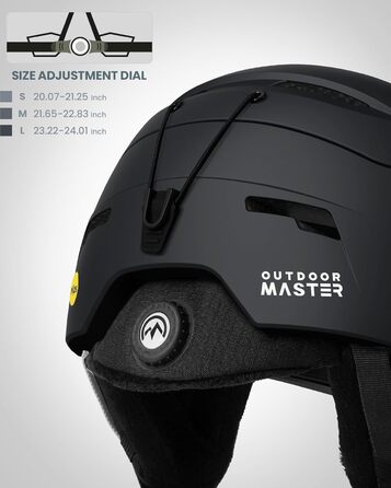 Шолом OutdoorMaster ELK MIPS з маскою для лиж та сноуборду - чорний мат, для чоловіків, жінок та підлітків