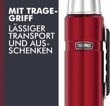 Термос Thermos Stainless King 1,2 л, нержавіюча сталь, з ручкою, червоний