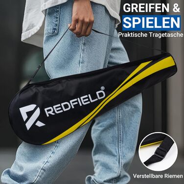 Набір для бадмінтона Redfield: 2 ракетки, 2 волани, сумка, 2 ручки, для спорту та розваг