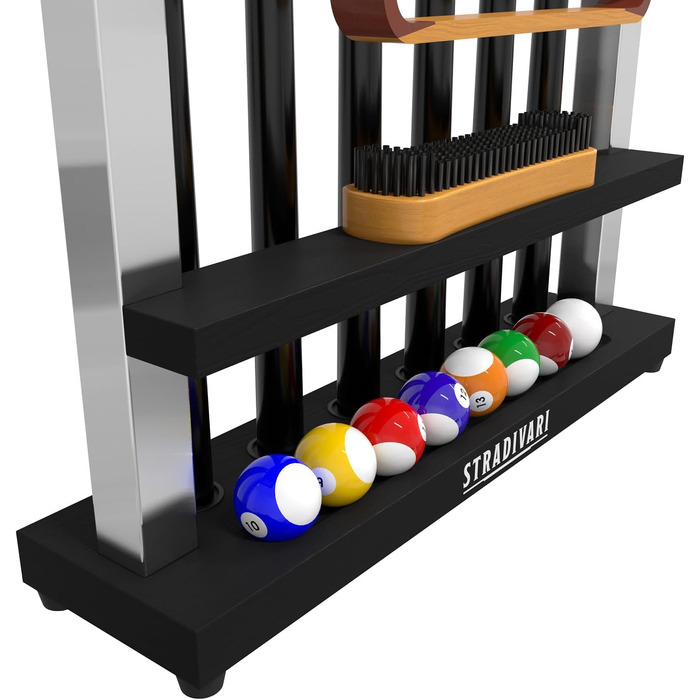 Підставка для хвістків Stradivari Francesca | На 6 хвістків | Для різних довжин | З відсіком для кульок та щіток | Чорна, стійка, не потребує кріплення до стіни