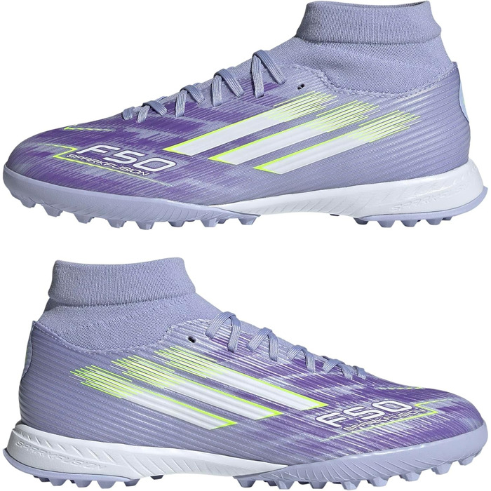 Жіночі футбольні бутси adidas F50 SPARKFUSION League Mid Turf 39 1/3 EU, фіолетовий, лимонний, пурпурний кольори