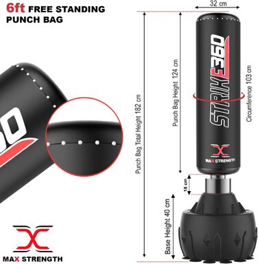 MaxStrength вільностоячий боксерський мішок для боксу та кікбоксингу 1,7-1,8 м, для MMA, міцна стійка, спортивний інвентар