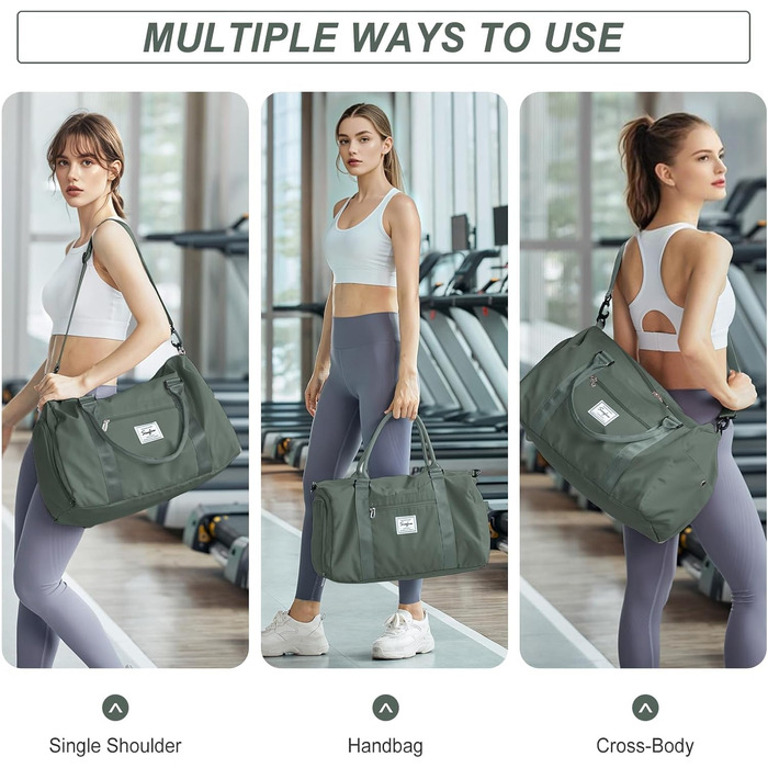 Спортивна сумка HYC00 для жінок та чоловіків: дорожня, для тренувань, з відділенням для мокрого одягу та взуття, армійсько-зелена