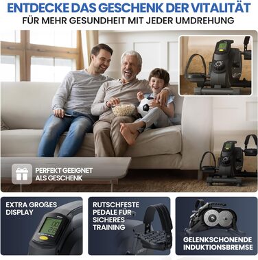 Тренажер для ніг та рук HELDENWERK Pedaltrainer PRO Set — домашній велотренажер для літніх людей та реабілітації, безшумний, сертифікований TÜV/GS