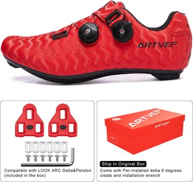 Велотуфлі для їзди на велосипеді: чоловічі та жіночі MTB, сумісні з педалями Look SPD, SPD-SL, Delta Lock, Peloton, розмір 39 EU, червоно-білі