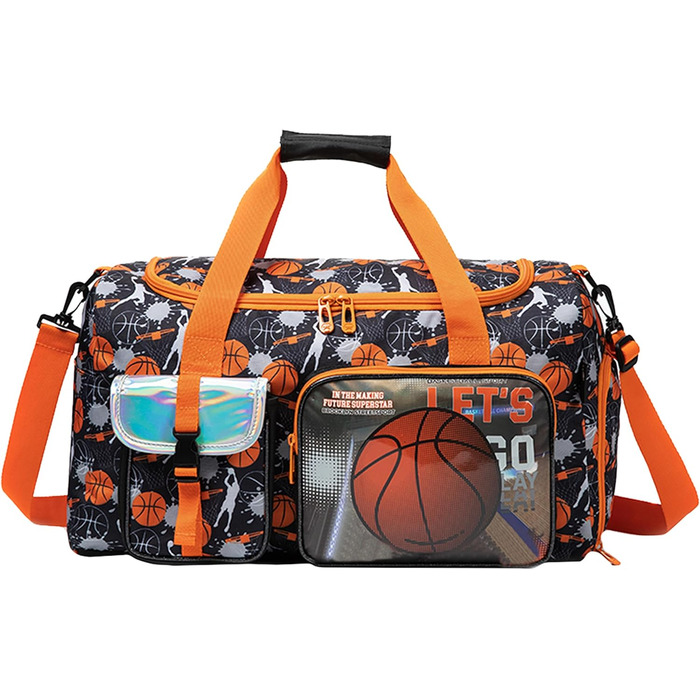 Дитяча спортивна сумка HTgroce з відділенням для взуття. Сумка для плавання, подорожей, дівчаткам. Колір: білий, серце. З баскетбольним дизайном.