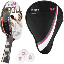 Професійна ракетка для настільного тенісу Butterfly Timo Boll Platin 85025 з ITTF сертифікованим накладом Pan Asia, анатомічною ручкою, у комплекті з чохлом DC1 та 3 м'ячами – для змагань та досвідчених гравців