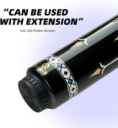 Білярдний кий Konllen CUE-X карбоновий з шкіряною обмоткою, 147 см, 12.5 мм - професійний кий для пулу