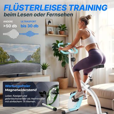 Ultrasport F-Bike 150/200: Складний велотренажер з LCD дисплеєм та датчиком пульсу, 8 рівнів опору, для спортсменів та людей похилого віку
