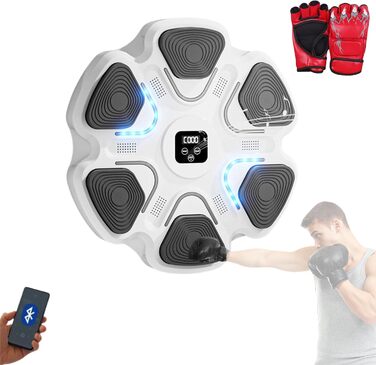 Електронна музична боксерська машина Vicyol S&D з Bluetooth, LED підсвіткою, 9 режимами, боксерськими рукавичками, PU настінна, 40x40x4 см