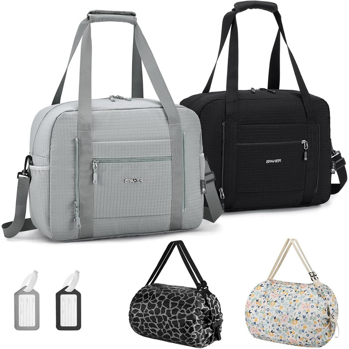 Спортивна сумка-рюкзак SPAHER 40x30x20 для ручної поклажі Wizzair/Vueling (сіро-чорна)
