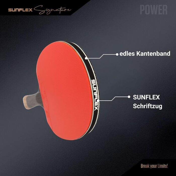 Sunflex ITTF сертифікована професійна ракетка для настільного тенісу Signature Line з високоякісної деревини, турнірне покриття, для досвідчених гравців, у магнітній коробці