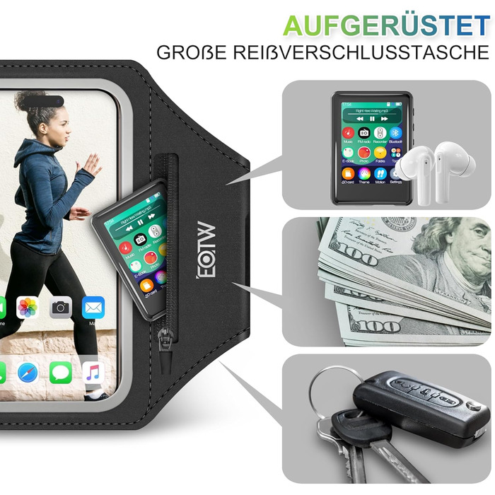 Спортивний браслет EOTW для телефону та AirPods: зручна фіксація на руці, сумісний з iPhone, Galaxy та MP3-плеєрами (5.5'-6.0')