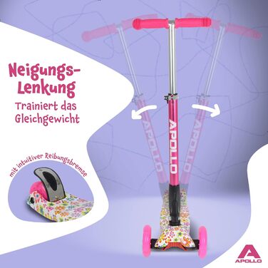Дитячий самокат Apollo Kids Whiz із LED колесами, складаний, для хлопчиків і дівчаток від 3 до 6 років, безпечний і стійкий, самокат-трюковий