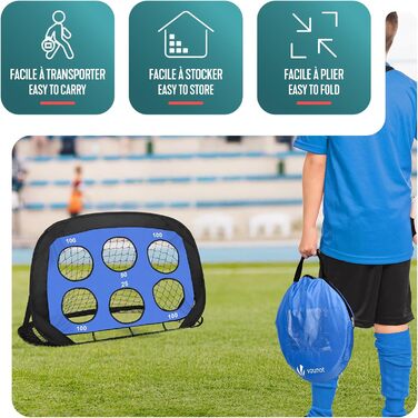 Набір з 2 воріт для футболу Vounot Pop-Up 120x80x80 см, дитячі, портативні, для саду, вулиці та тренувань 4-в-1