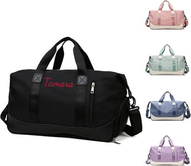 Персоналізована спортивна сумка для залу та подорожей з відділенням для взуття та мокрих речей, жіноча сумка-дафл 35Л (Чорна)