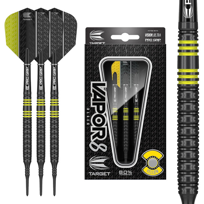 Дротики для дартсу Target Vapor 8 Soft, 19 г, жовті, набір