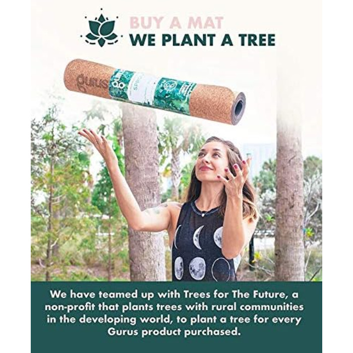 Килимок для йоги GURUS Sprout Yogamatte: товстий, нековзний, стійкий до поту, для домашніх тренувань