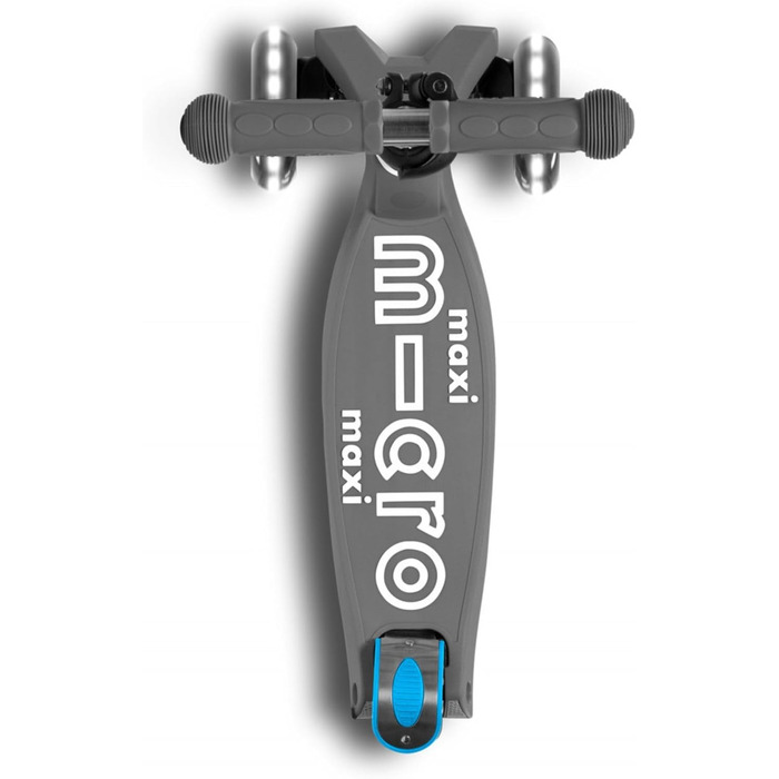 Дитячий самокат Micro Kickboard Maxi Deluxe, складаний, 3 колеса, LED підсвітка, швейцарський дизайн, для дітей 5-12 років, сірий