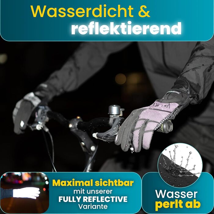 Водонепроникні велосипедні рукавички Valkental® GloRider з ізоляцією 3M | З підкладкою та зчепленням | Зимові та перехідні рукавички [Чоловічі та жіночі] з функцією сенсорного екрану - Чорний XL (до -4°C, 4-шарові)