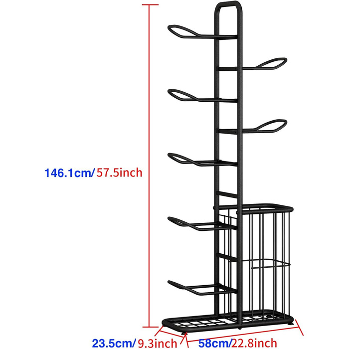 Стійка для зберігання спортивного інвентарю 7-Ball, 146 см (чорна)