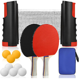 Набір для пінг-понгу CHRI: 2 ракетки, сітка, 6 м'ячів, сумка. Підходить для дітей та дорослих