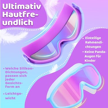 Дитячі плавальні окуляри Vvinca з широким оглядом, антифогом і UV-захистом, водонепроникні, з м'яким ремінцем, для дітей 3-14 років