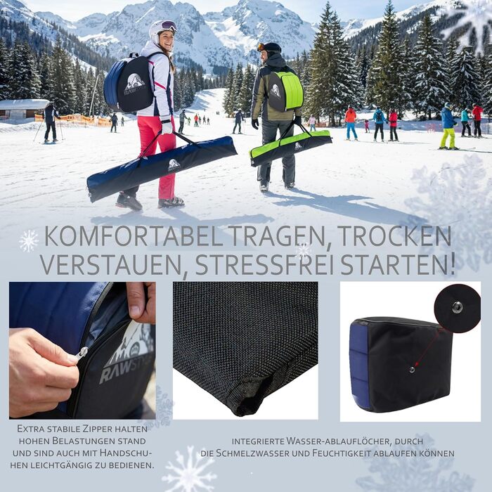 Чохол для лиж Rawstyle Skitasche Set: водовідштовхуючий, 160/180/190 см, для зимових видів спорту, чорно-рожевий комплект