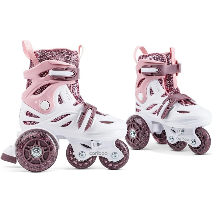 Дитячі ролики Cariboo для початківців, регульовані, 2 розміри, з навчальними колесами, рожеві, для дівчаток, балерина (31-35, рожево-сливовий)