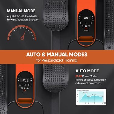 Електричний міні кросс-тренажер Dripex для дому з пультом, 12 швидкостей та 6 програмами (Orange)