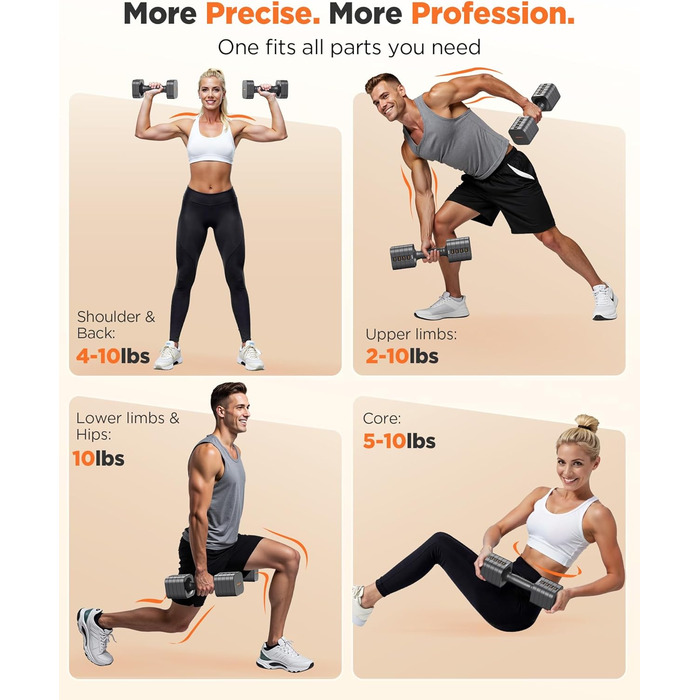 Набір гантелей Feierdun 2 шт. регульовані, 2/4/6/8/4.5 кг, для жінок, швидка зміна ваги, подвійний захист, для домашнього фітнесу, сірий A-Strength