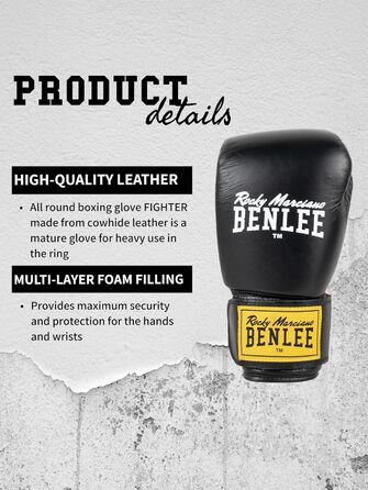 Боксерські рукавички BENLEE Fighter 10 oz з натуральної шкіри, чорно-червоні, одиночні