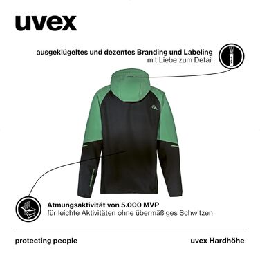 Чоловіча софтшелл куртка uvex Hardhöhe — водовідштовхуюча та дихаюча демісезонна функціональна куртка, темно-зелена, розмір XXL