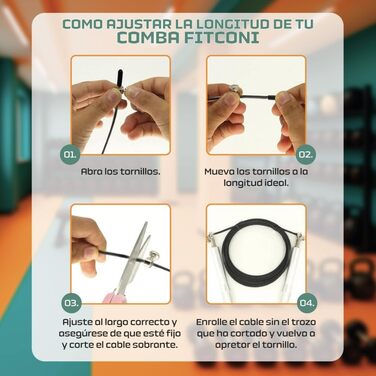 Скакалка Fitconi для кросфіту (алюміній) + 3 кабелі + стрічка, професійний, висока швидкість, подвійні стрибки, бокс, MMA