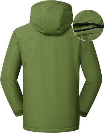 Спортивна куртка Rdruko для лижного спорту, водонепроникна, з підкладкою з флісу, з капюшоном, для активного відпочинку в горах (зелена, XL)