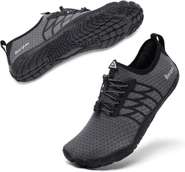 Водні черевики Raqua для жінок та чоловіків: дихаючі, швидковисихаючі, для басейну, пляжу та аквафітнесу (46 EU, Wz119 Grey)