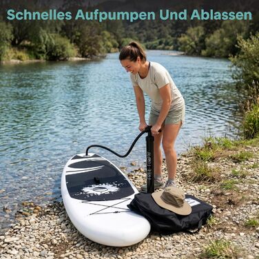 SUP дошка SereneLife з повним комплектом аксесуарів для стійкого веслування (Чорно-сіра)