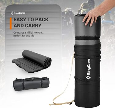 Каремат KingCamp R-Wert 7.5-15.5 Super Komfort самонадувний для кемпінгу, 3D-конструкція, пінопластовий наповнювач, для 1-2 осіб, чорний