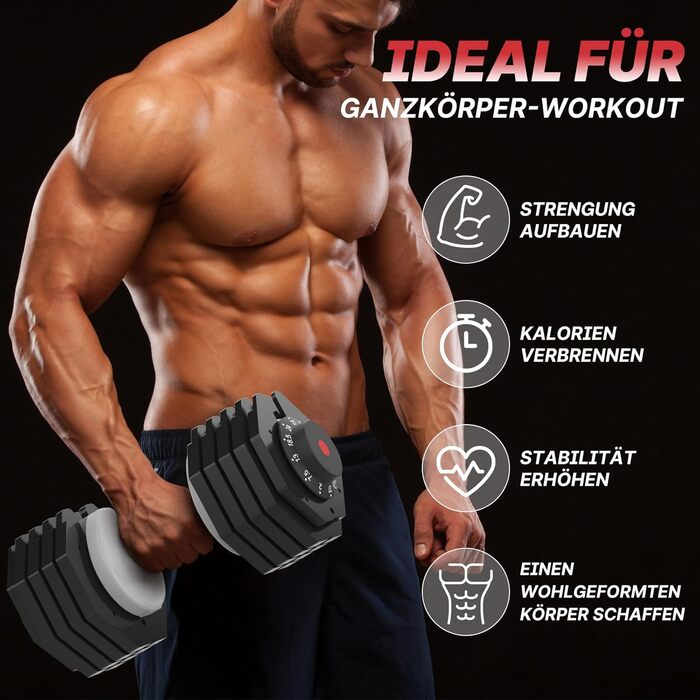 Регульовані гантелі EnterSports 12/18/27 кг з неслизькими ручками для дому, офісу, фітнес-залу. Комплект 27 кг