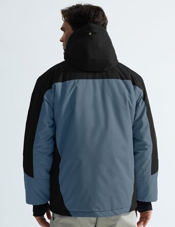 Чоловіча водонепроникна лижна куртка GEMYSE з флісовою підкладкою, вітрозахисна, зимова куртка з капюшоном (S, чорний/сірий)