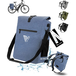 Велосумка MIVELO 3в1 для багажника, рюкзак, сумка через плече, водонепроникна, без ПВХ, з чохлом для ноутбука, джинсова синя