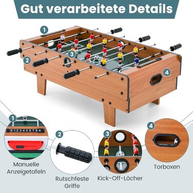 COSTWAY 4-в-1 ігровий стіл: пінг-понг, хокей, футбол, більярд, дерев'яний, для дітей та дорослих