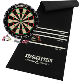 Професійна дартс-дошка Stagecaptain DBS-1715 Bullseye Pro з сисалю з дротяною сіткою, 6 сталевими дротиками, 4 наборами оперень та дартс-килимком