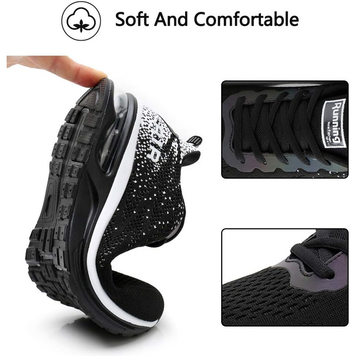 AFFINEST Легкі кросівки для бігу та спорту жіночі, чорні, сітка, антиковзаюча підошва, амортизація, розмір 42 EU