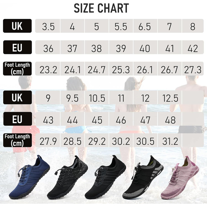 Взуття для плавання та відпочинку WateLves: аквашузи для чоловіків та жінок, для серфінгу, дайвінгу, фітнесу (39 EU, чорний)