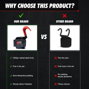 Набори для тяги з гаком для чоловіків, 2 шт. - для важкої атлетики та пауерліфтингу, 8 мм