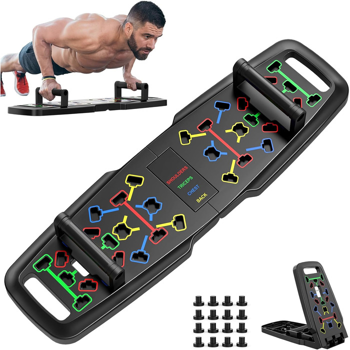 Преміум набір для віджимань Push Up Board 10-в-1, дошка з ручками, фітнес-тренажер для дому, чорний, 2024, удосконалена модель