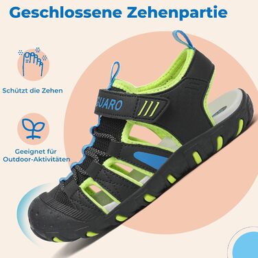 Сандалі дитячі SAGUARO закриті трекінгові для хлопчиків, літні вуличні, чорні, розмір 27 EU